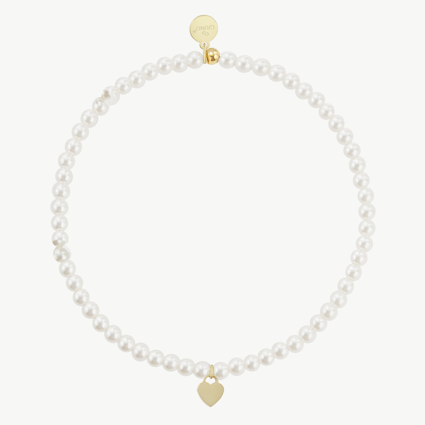 Perlenarmband weiß mit vollem Herz-Anhänger