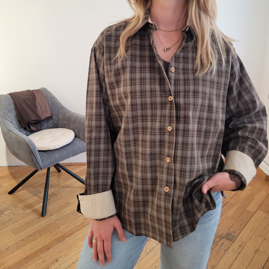 Hemdbluse kariert braun