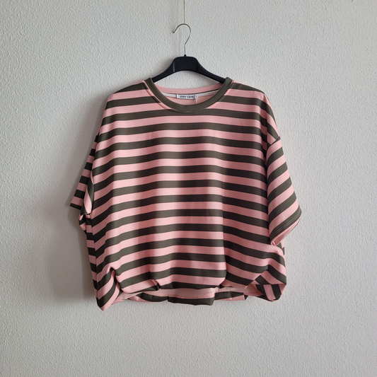 Streifen Shirt mit Wellensaum